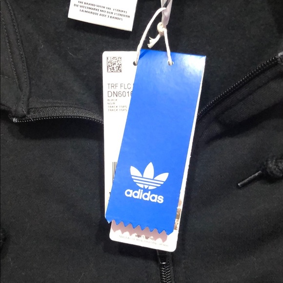NWT Adidas Trefoil Zip Up Black Fleece Hoodie - Picture 6 of 8